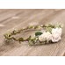 Flower crown wedding White floral crown adult Bridal headband Ivory 